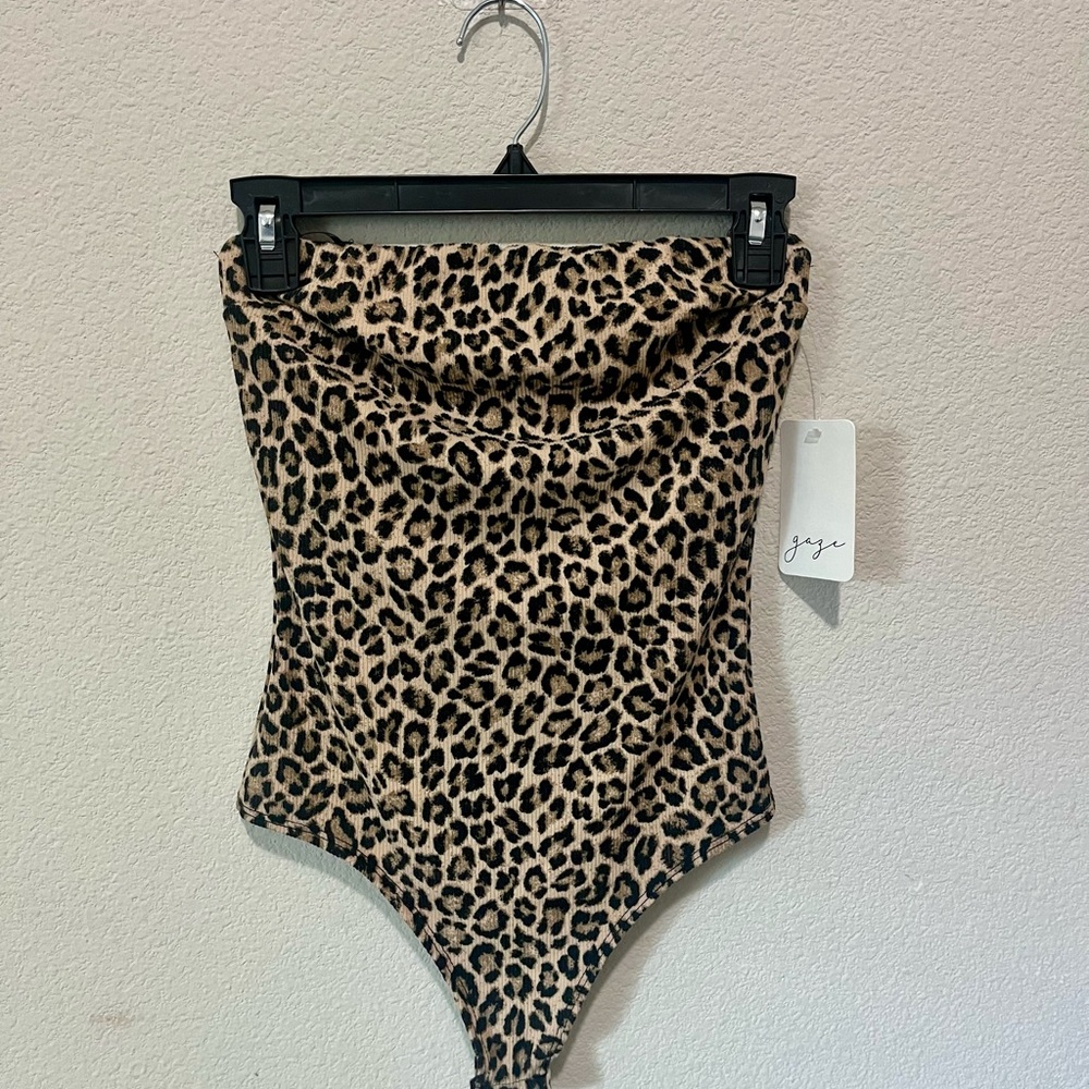 gaze Leopard Print Strapless Kids One-Piece in Tan and Black